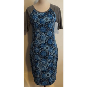Women's LuLaRoe Blue Floral Long Sleeve Dress S